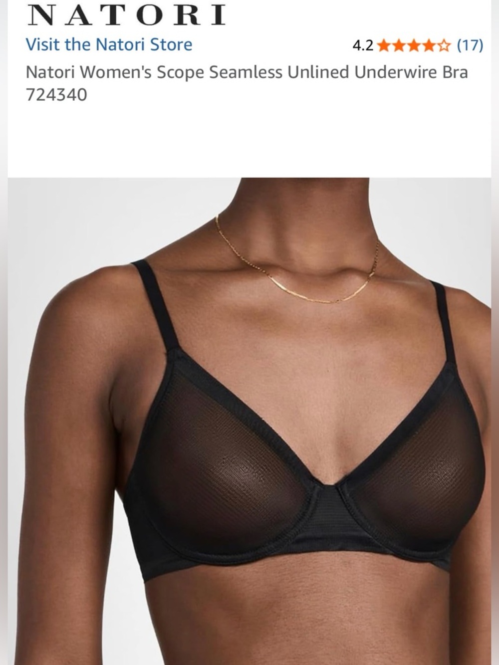 Natori Black Seamless Unlined Underwire Bra
